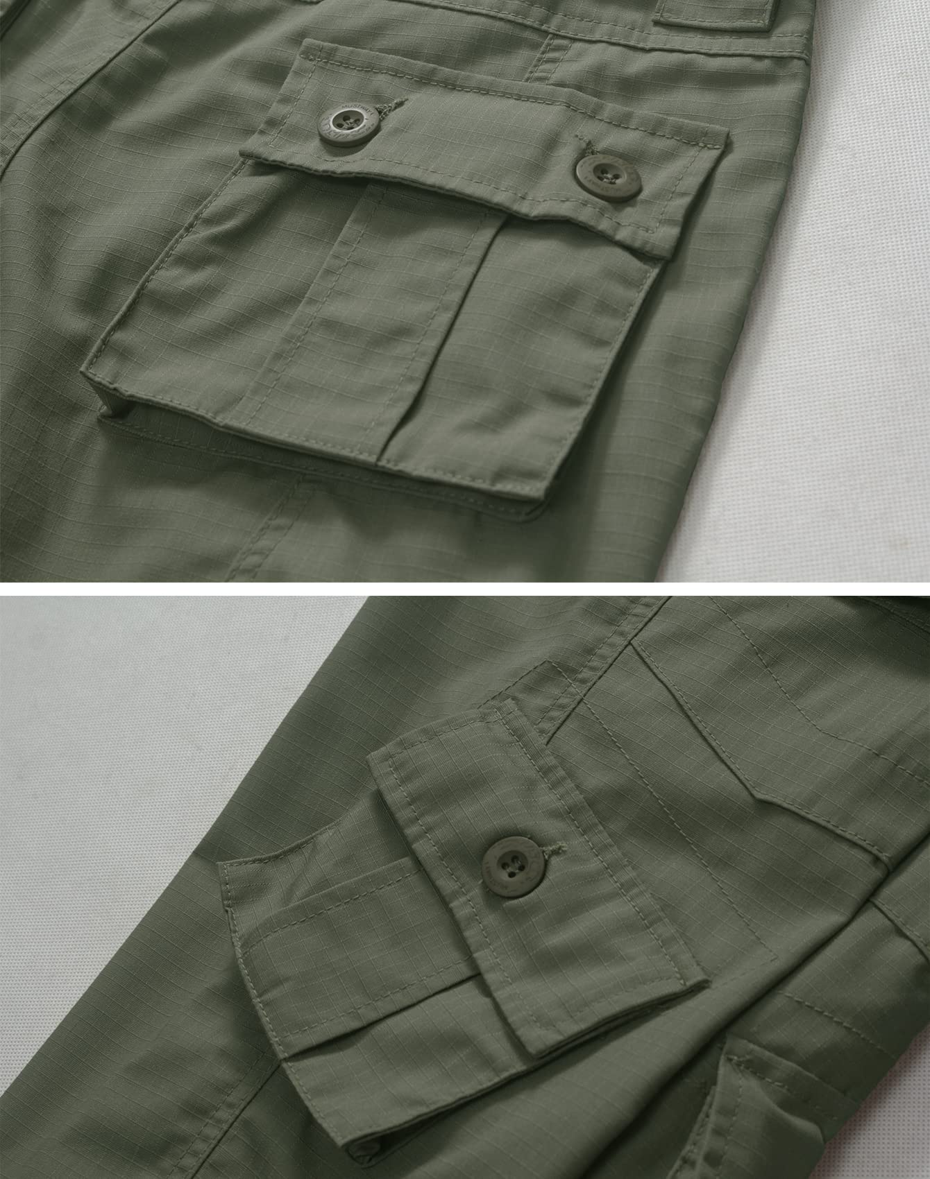 Men's Outdoor Hiking Pants, Elastic Waist Cargo Pants for Men Casual Work Ripstop Tactical Pants with 9 Pockets