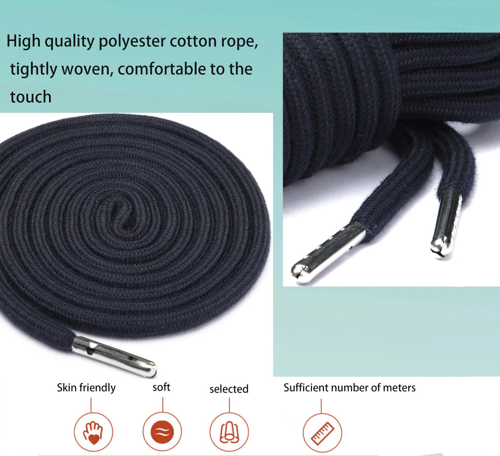 4 Pieces 53 Inches Drawstring Cords Replacement Drawstrings with Easy Threader for Sweatpants Shorts Pants Hoodies (Black, White)