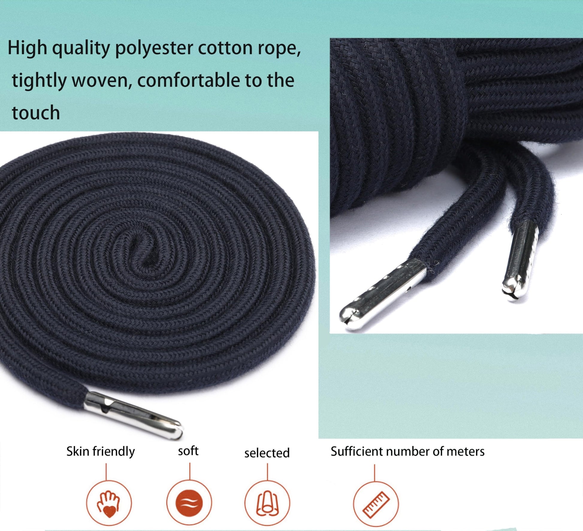 4 Pieces 53 Inches Drawstring Cords Replacement Drawstrings with Easy Threader for Sweatpants Shorts Pants Hoodies (Black, White)