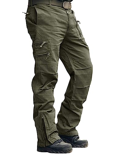 Cargo Pants for Men, Work Travel Casual Pants with Multi Zipper Pockets