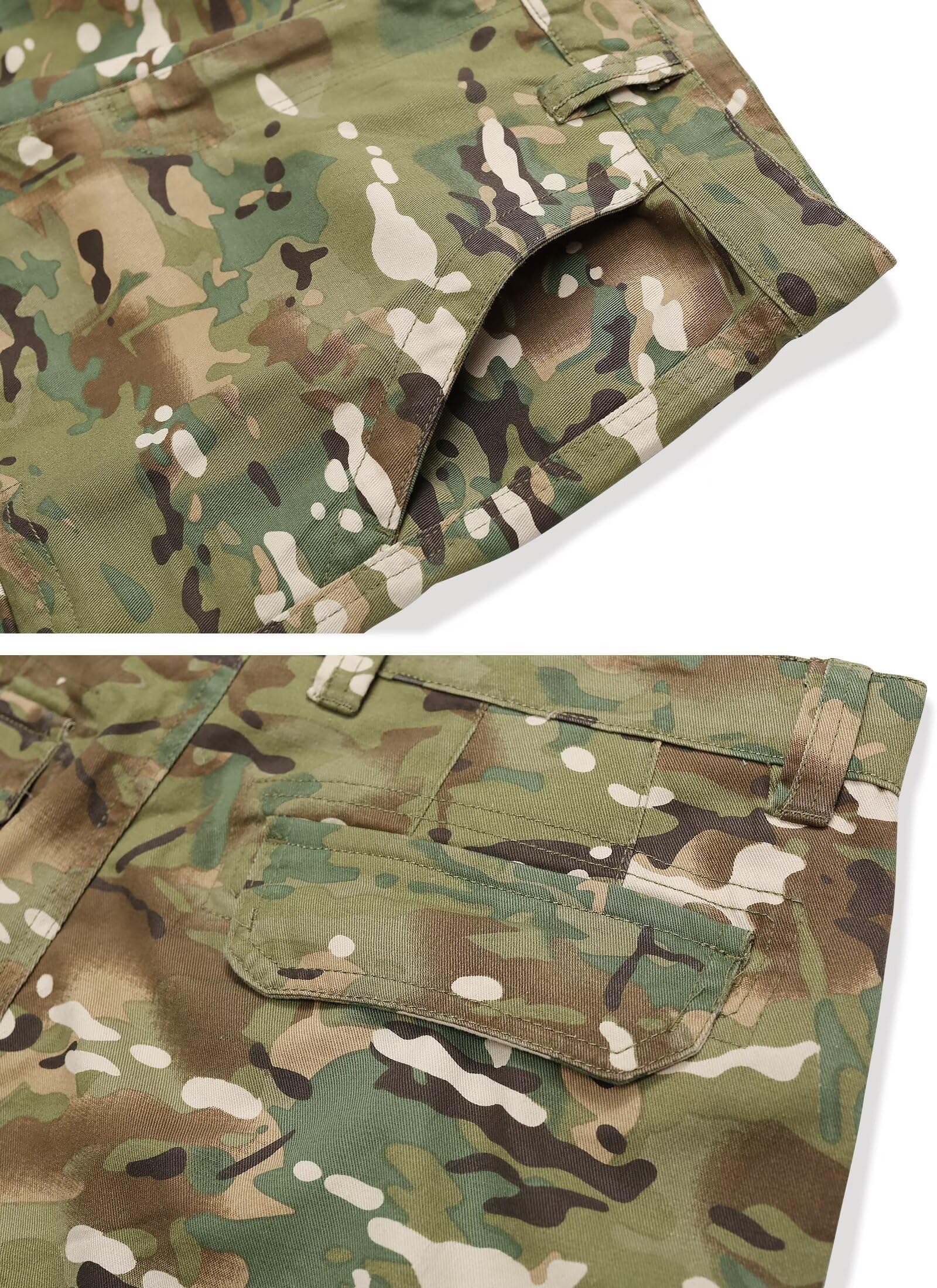 Mens Cargo Shorts Relaxed Fit Camo Casual Shorts Multi-Pocket Work Shorts with Pockets 11" Inseam
