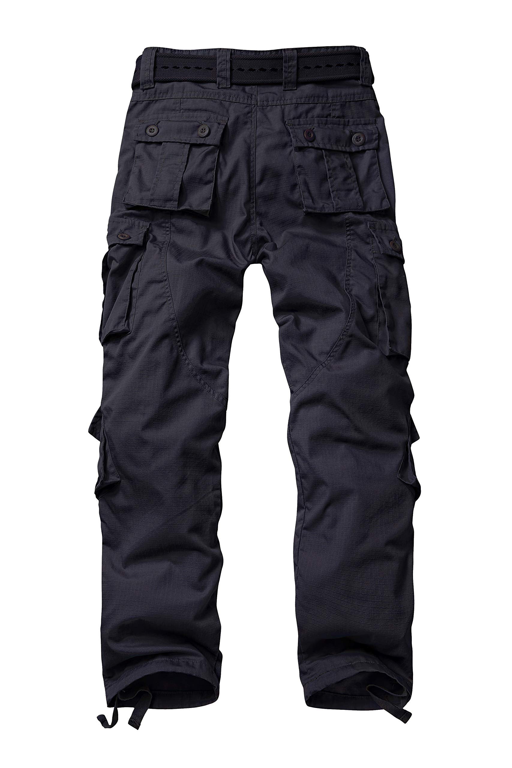 Men's Fleece Lined Camo Hiking Tactical Ripstop Pants Winter Outdoor Work Cargo Pants with 8Pockets No Belt