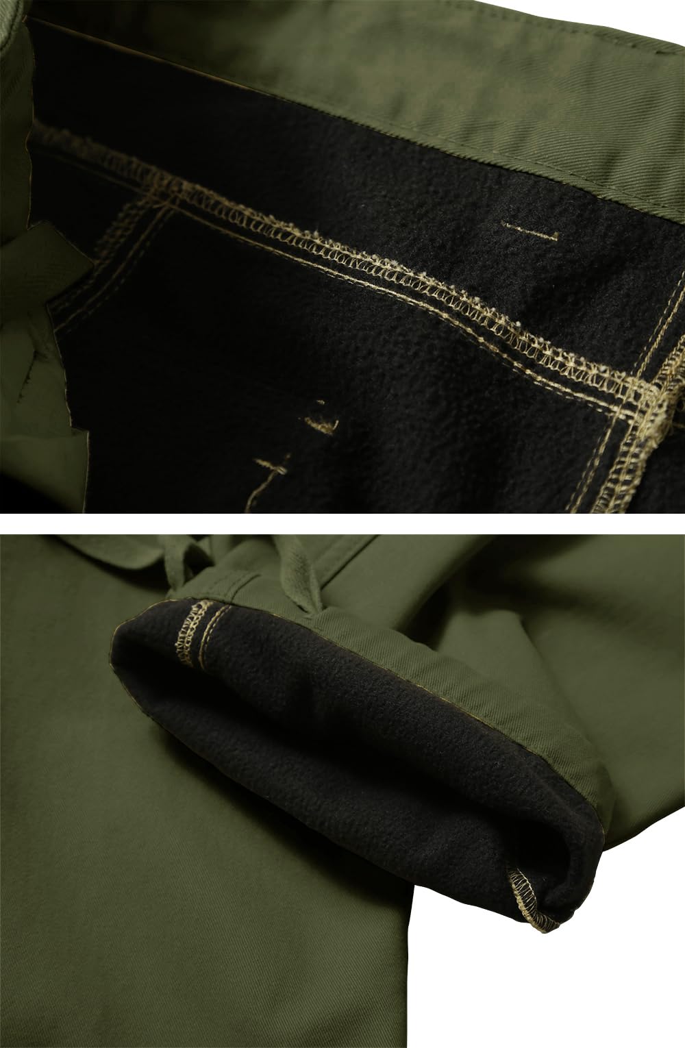 Men's Fleece Lined Hiking Pants, Winter Camo Cargo Pants Army Casual Work Ski Pants for Men with 8 Pockets No Belt