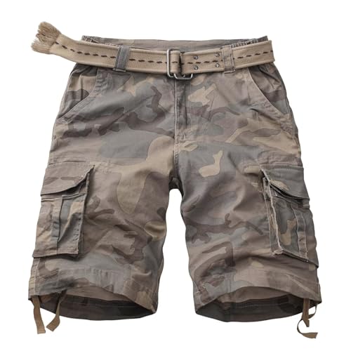 Mens Cargo Shorts Relaxed Fit Camo Casual Shorts Multi-Pocket Work Shorts with Pockets 11" Inseam