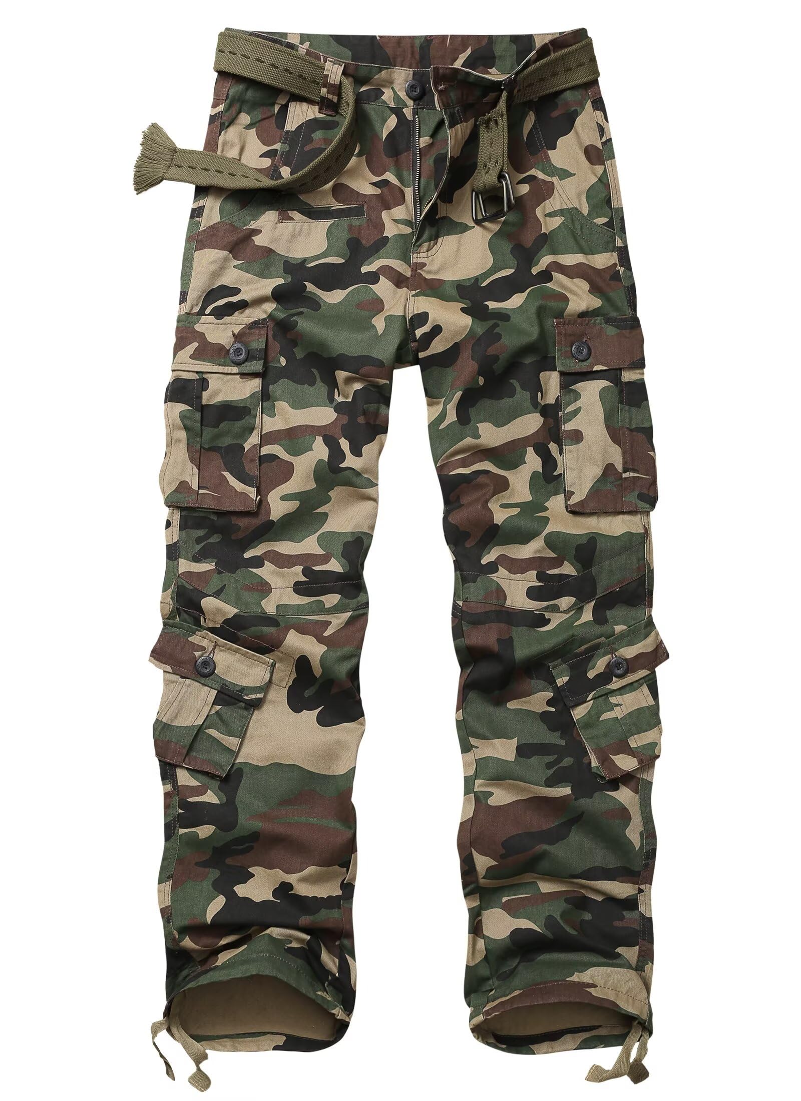 Men's Cargo Pants, Casual Outdoor Camo Pants, Relaxed Fit Work Pants with Multi Pockets