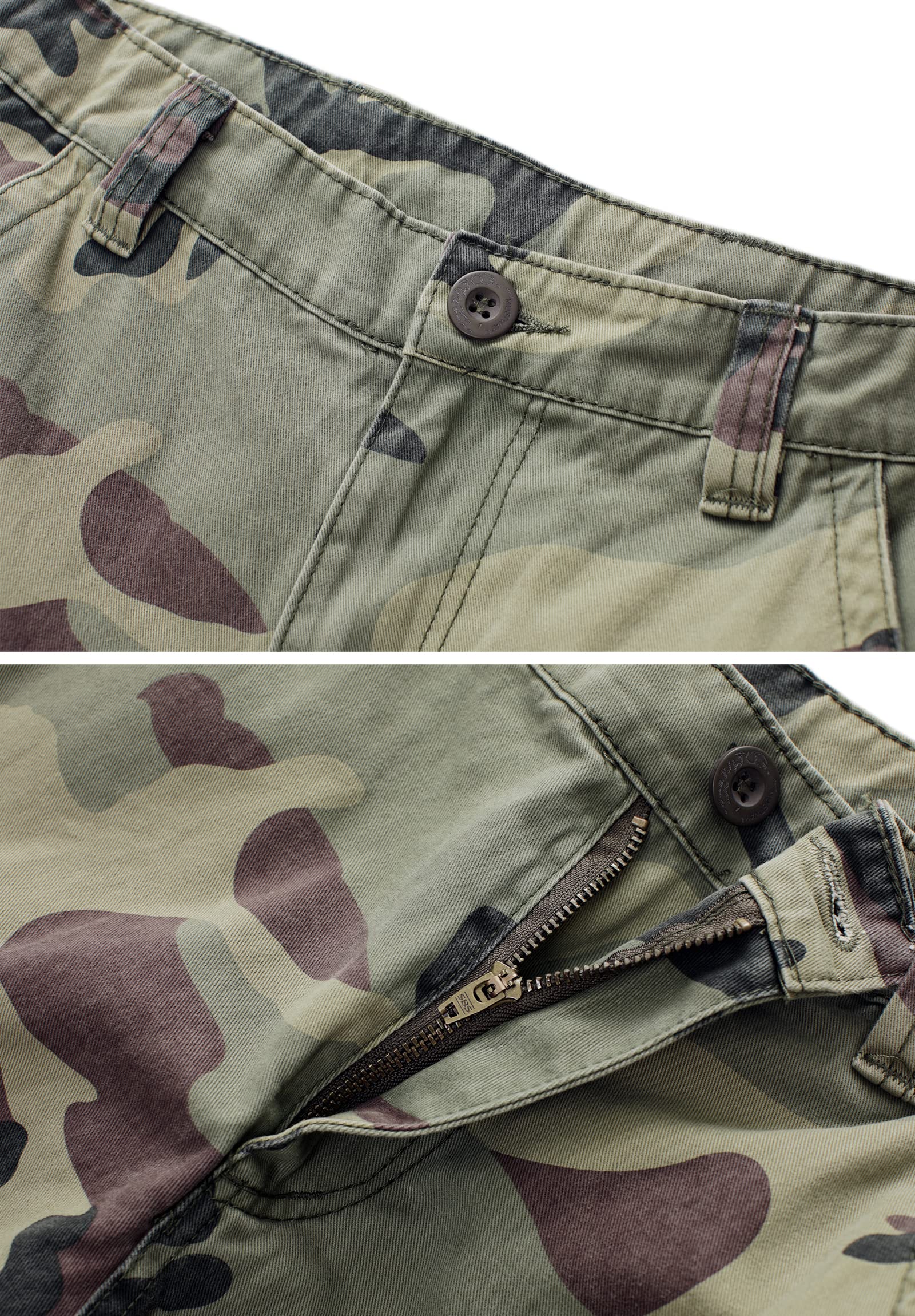 Mens Cargo Shorts Relaxed Fit Camo Casual Shorts Multi-Pocket Work Shorts with Pockets 11" Inseam