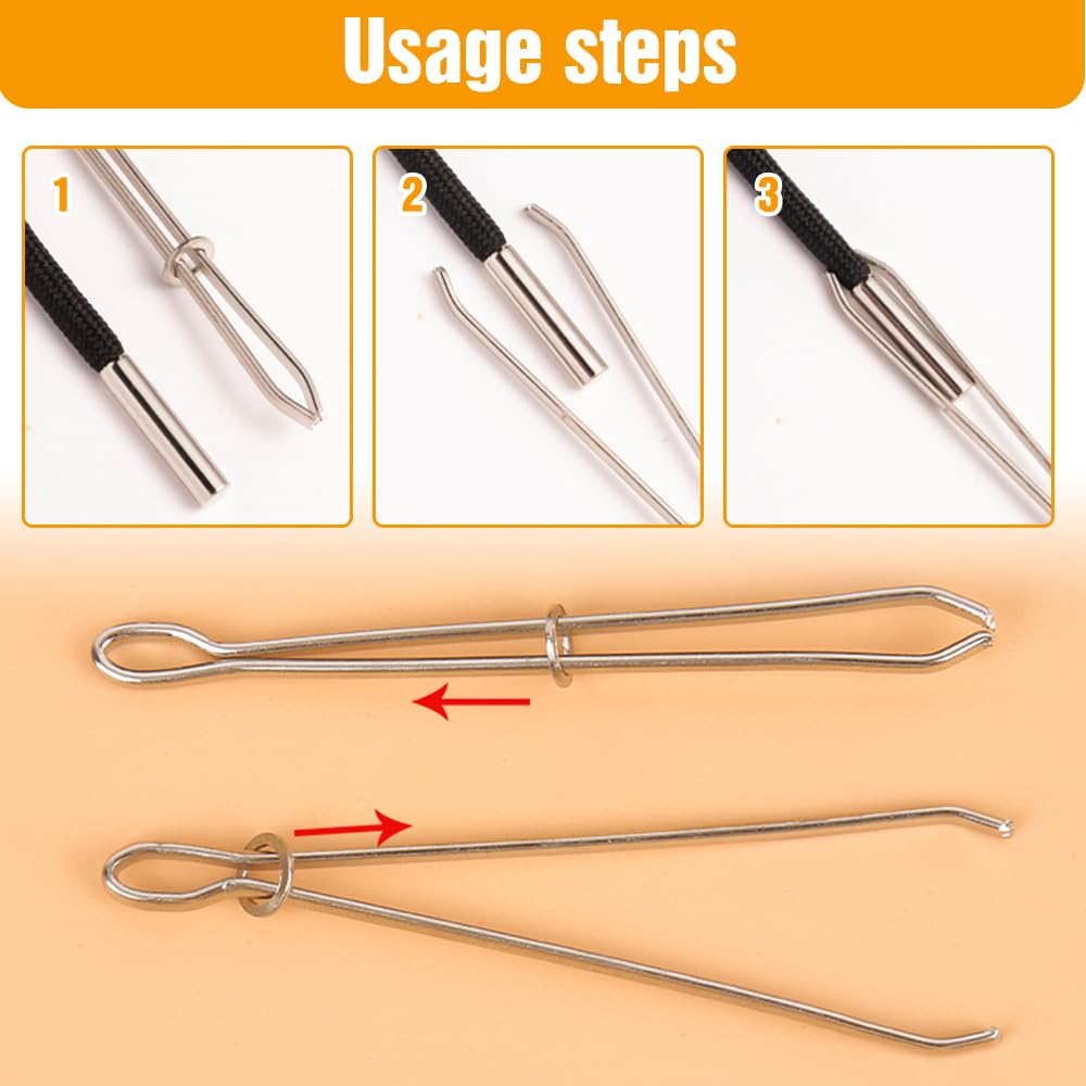 Runsgo DIY Rope Threader Clip,2024 New Sewing Clips Drawstring Threader Tool Set,for Drawstring Replacement for Hoodies, Shorts, Pants (A*2+B*2)