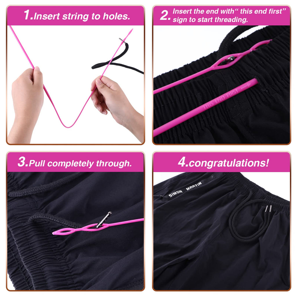 Drawstring Cords Replacement Drawstrings with Easy Threader for Sweatpants Shorts Pants Jackets Coats (Black, White)