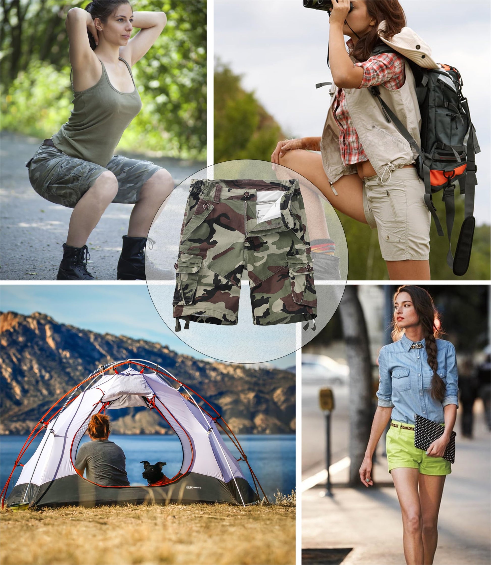 Womens Hiking Shorts, Bermuda Cargo Shorts, 10" Casual Summer Jorts Y2K Shorts with Multi Pockets