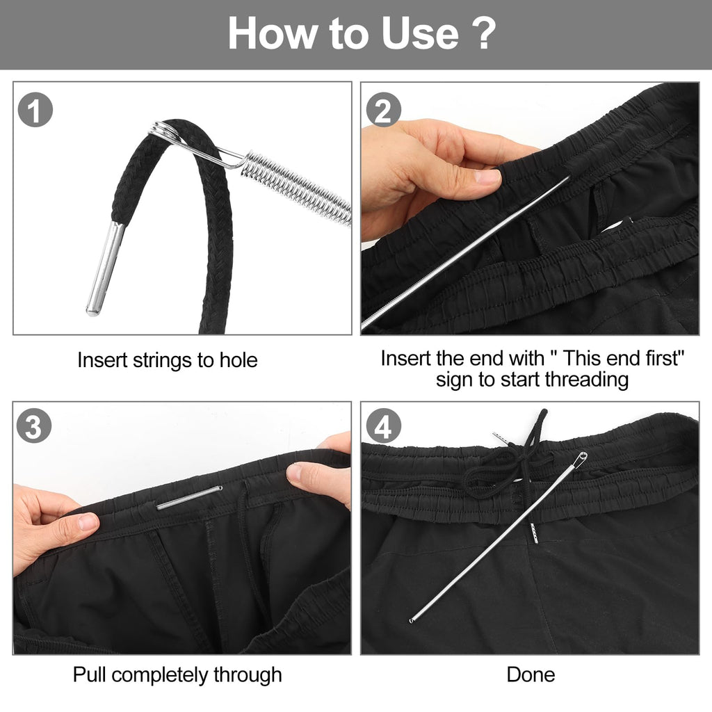 8PCS Drawstring Cord, Replacement Drawstring for Sweatpants, 57 Inch Drawstrings Replacement with Easy Threaders, Draw Strings for Shorts Pants Jackets Coats Hoodies (Black, White)