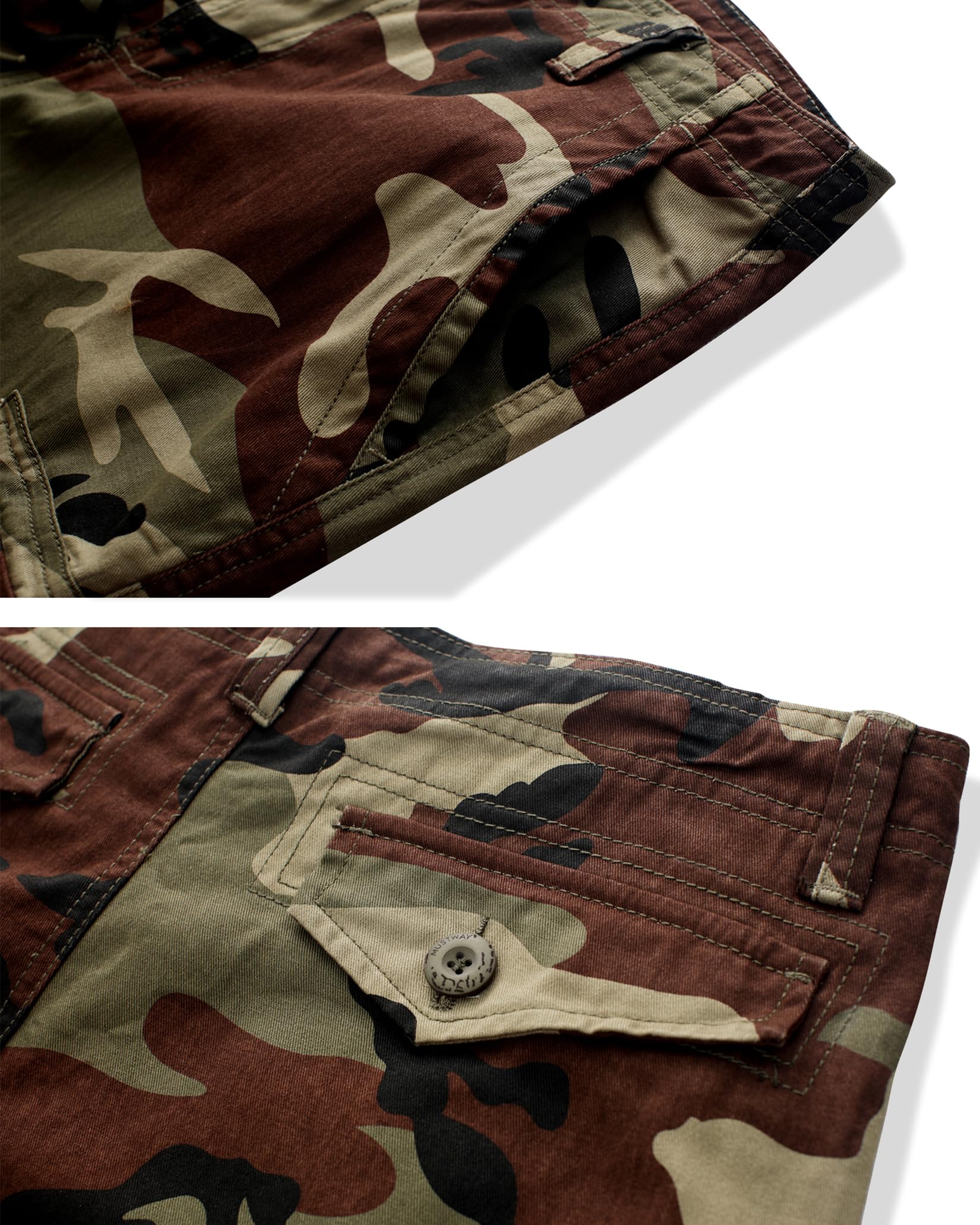 Cargo Short for Men, Relaxed Fit Camo Shorts, 11" Inseam Outdoor Hiking Casual Shorts with Multi Pocket