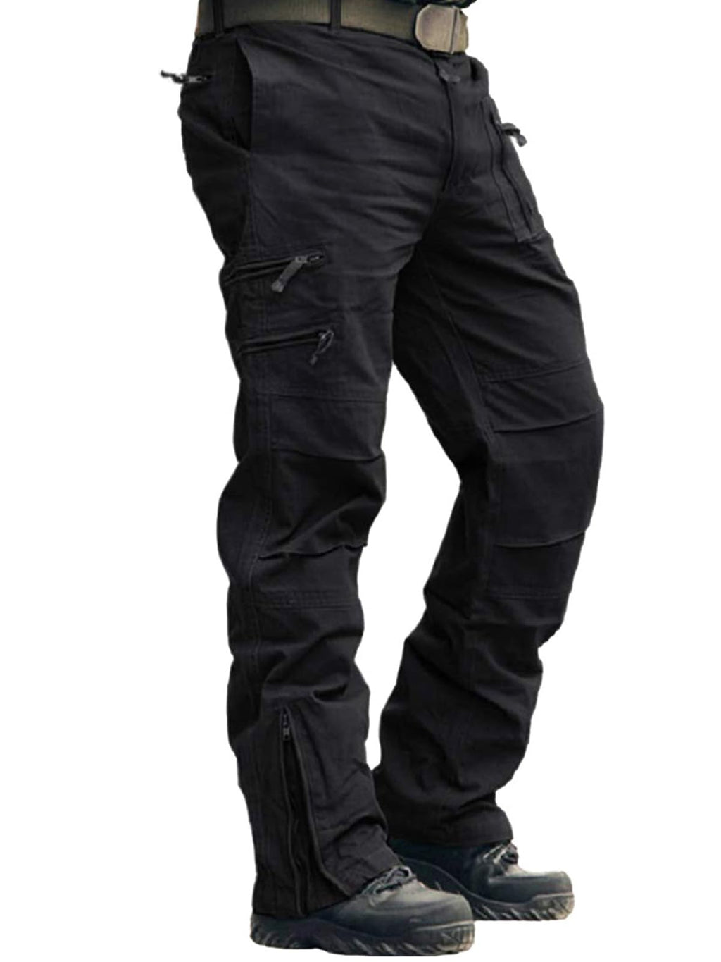 Cargo Pants for Men, Work Travel Casual Pants with Multi Zipper Pockets