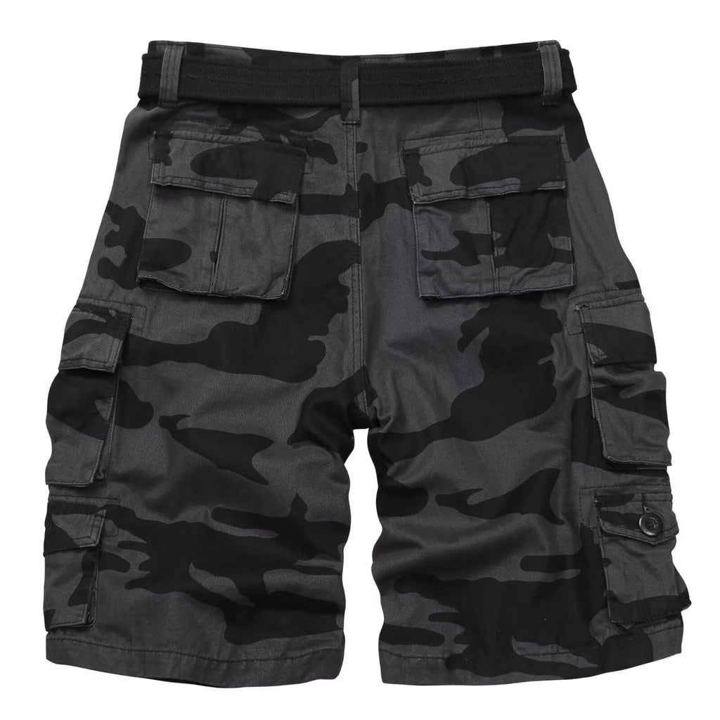 Cargo Short for Men Relaxed Fit Camo Outdoor Hiking Work Cotton Casual Shorts with 9 Pockets No Belt