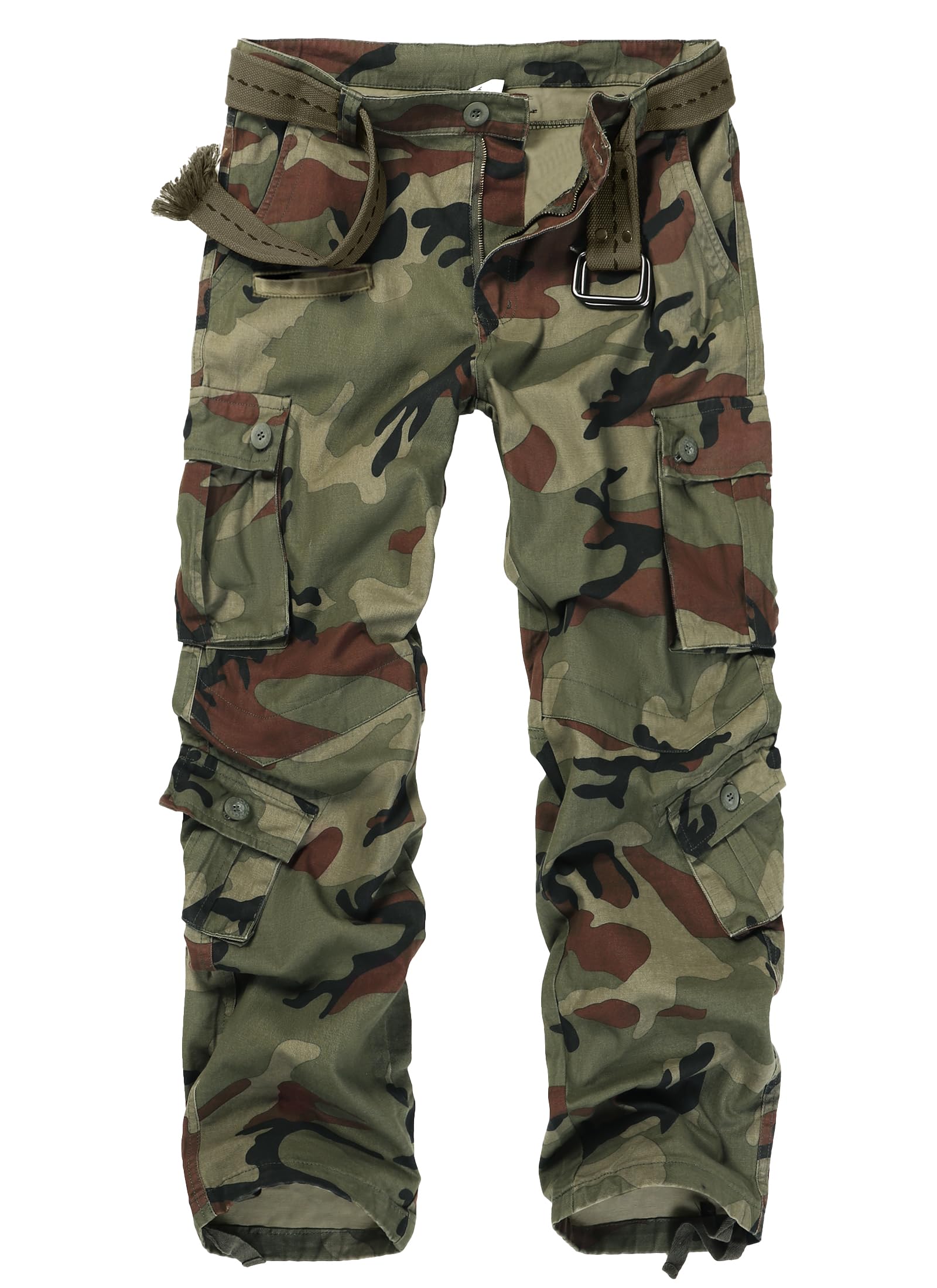 Men's Cargo Pants, Casual Outdoor Camo Pants, Relaxed Fit Work Pants with Multi Pockets