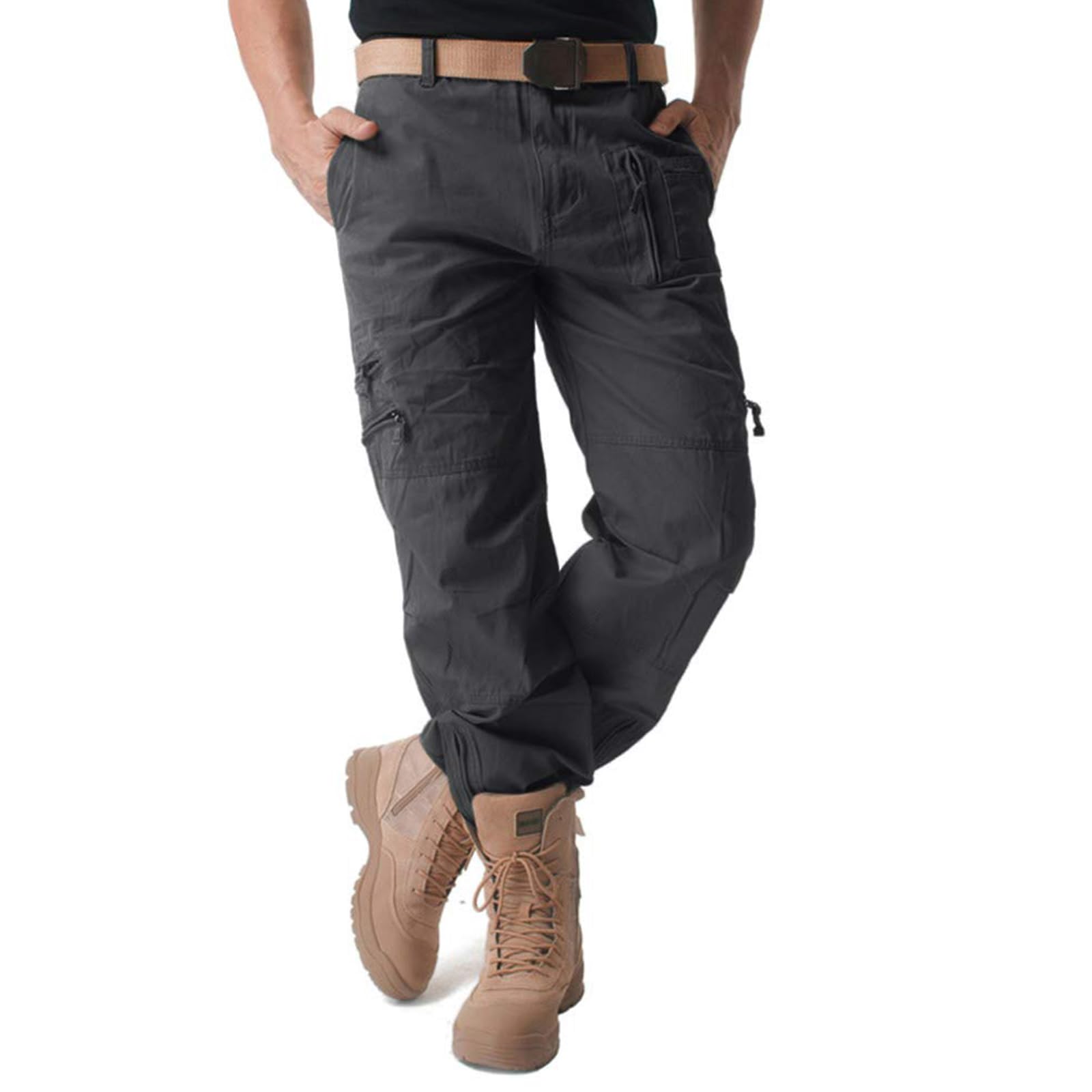 Cargo Pants for Men, Work Travel Casual Pants with Multi Zipper Pockets