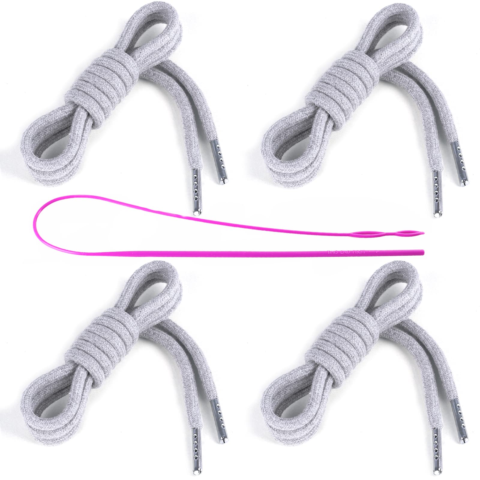 4 Pieces 53 Inches Drawstring Cords Replacement Drawstrings with Easy Threader for Sweatpants Shorts Pants Hoodies (Black, White)