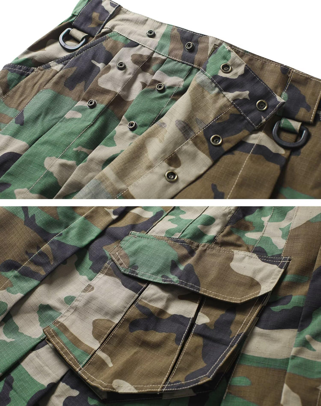 Men's Camo Scottish Outdoor Utility Kilt - 23" Length Pleated Tactical Irish Hybrid Kilt With Pockets