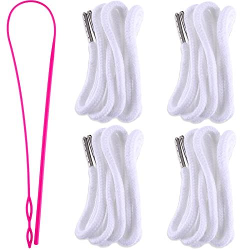 Drawstring Cords Replacement Drawstrings with Easy Threader for Sweatpants Shorts Pants Jackets Coats (Black, White)