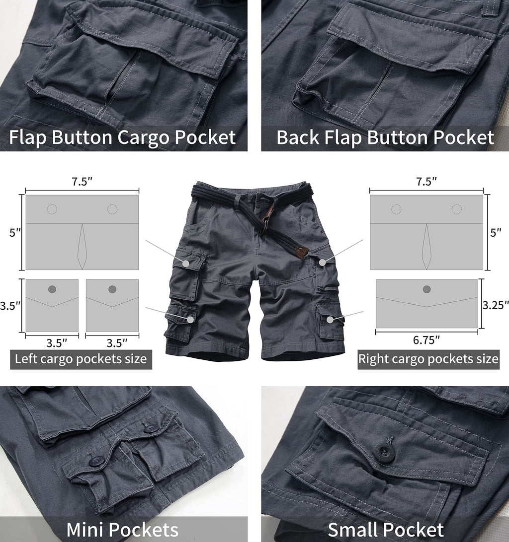 Cargo Short for Men Relaxed Fit Camo Outdoor Hiking Work Cotton Casual Shorts with 9 Pockets No Belt