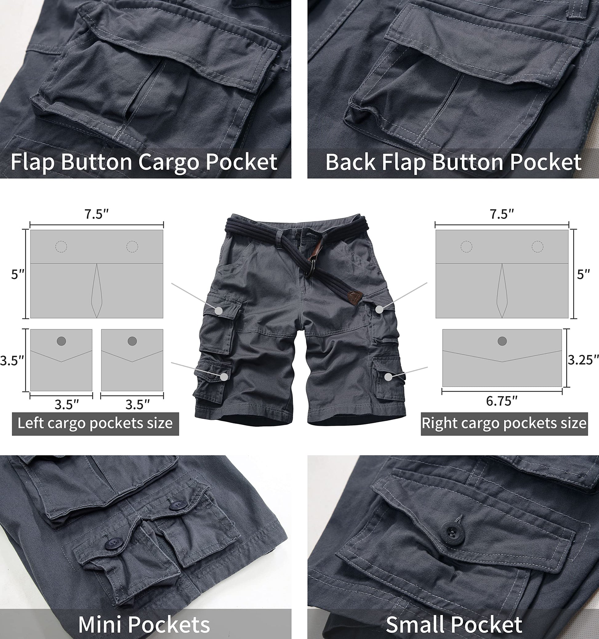 Cargo Short for Men Relaxed Fit Camo Outdoor Hiking Work Cotton Casual Shorts with 9 Pockets No Belt