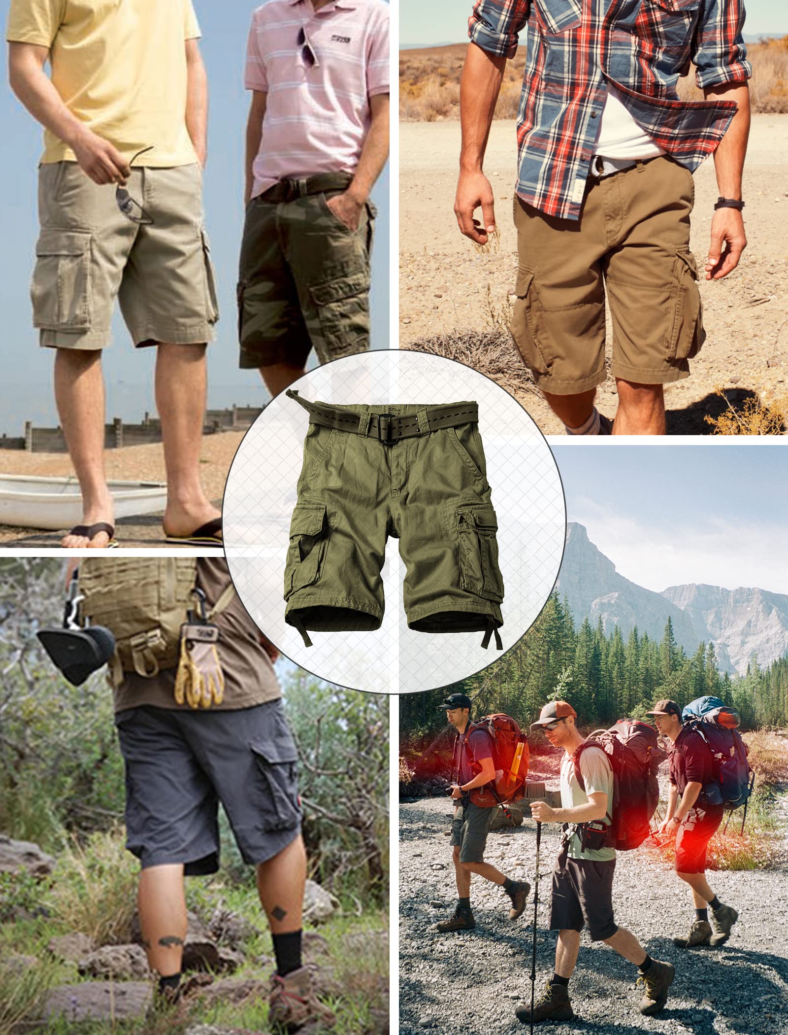 Mens Cargo Shorts Relaxed Fit Camo Casual Shorts Multi-Pocket Work Shorts with Pockets 11" Inseam