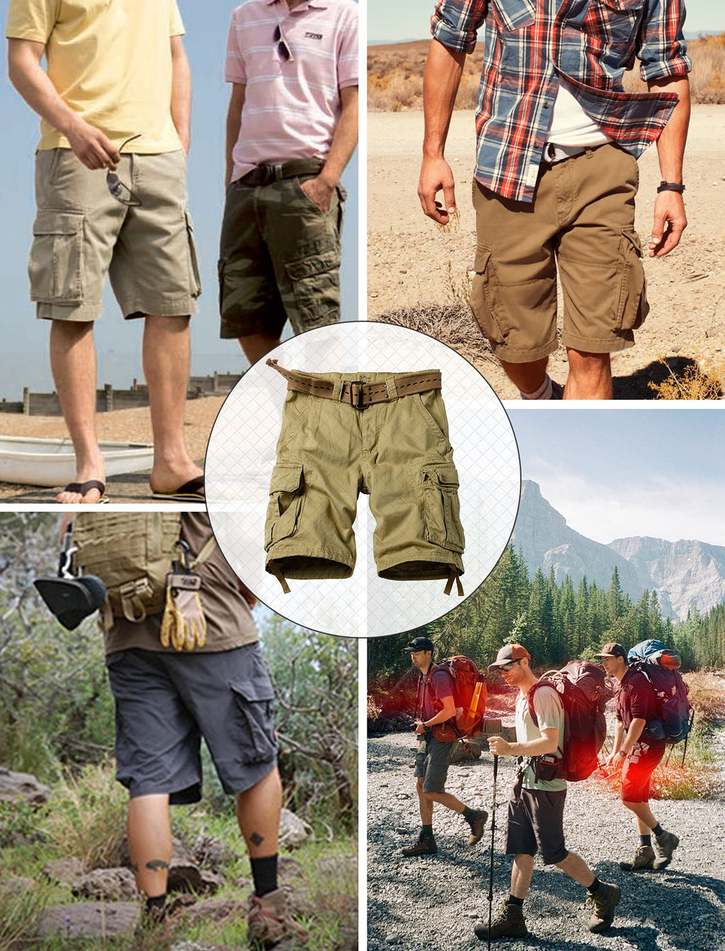 Mens Cargo Shorts Relaxed Fit Camo Casual Shorts Multi-Pocket Work Shorts with Pockets 11" Inseam
