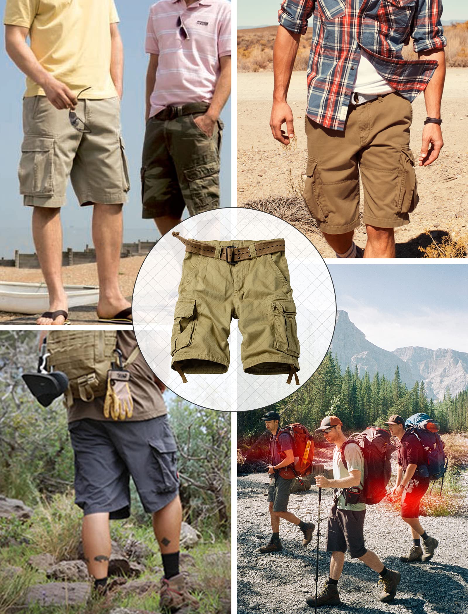 Mens Cargo Shorts Relaxed Fit Camo Casual Shorts Multi-Pocket Work Shorts with Pockets 11" Inseam
