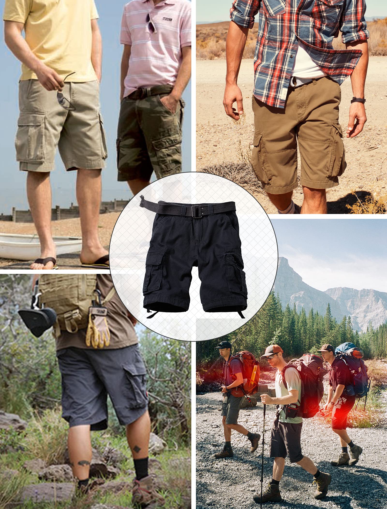 Mens Cargo Shorts Relaxed Fit Camo Casual Shorts Multi-Pocket Work Shorts with Pockets 11" Inseam