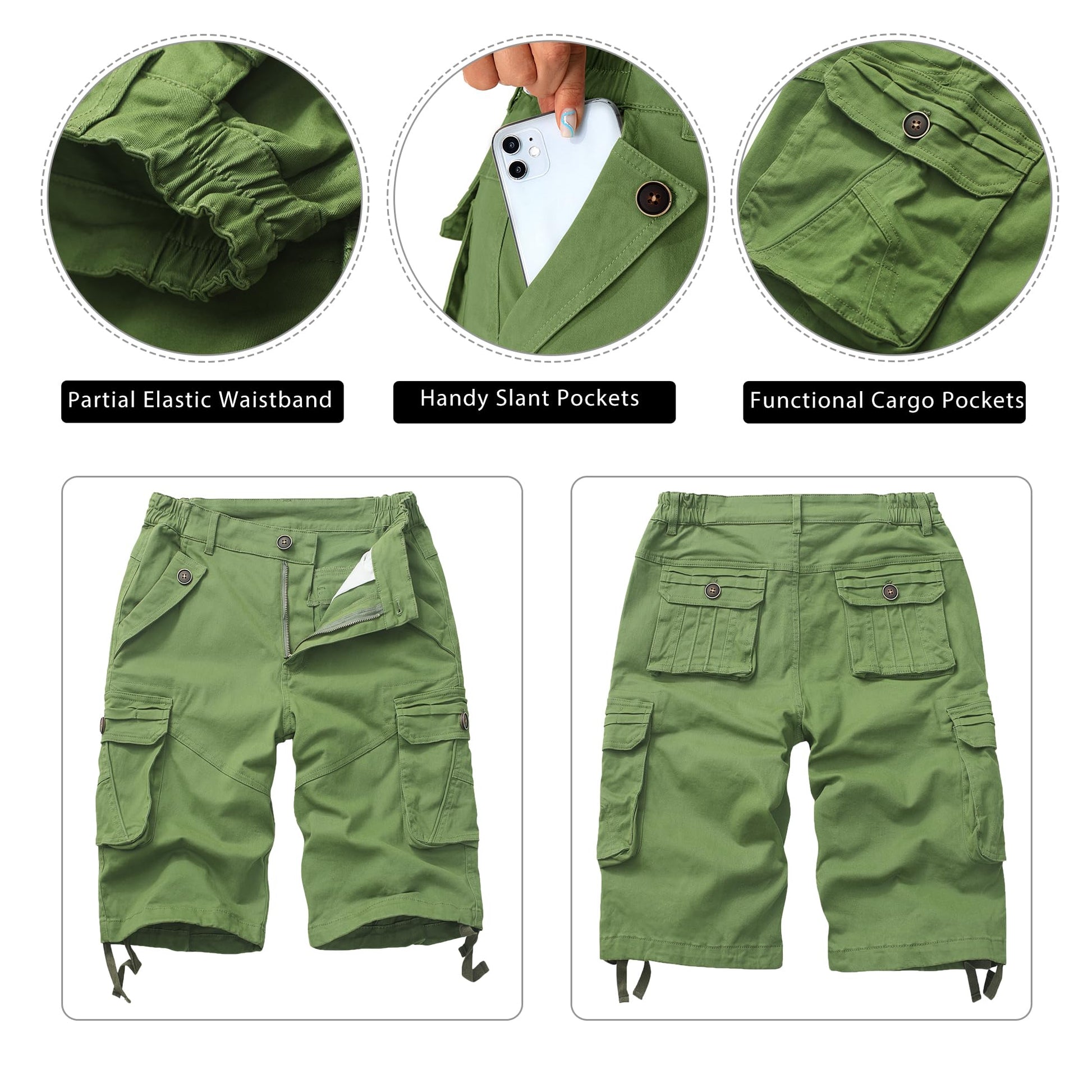 Womens Hiking Shorts, Bermuda Cargo Shorts, 10" Casual Summer Jorts Y2K Shorts with Multi Pockets