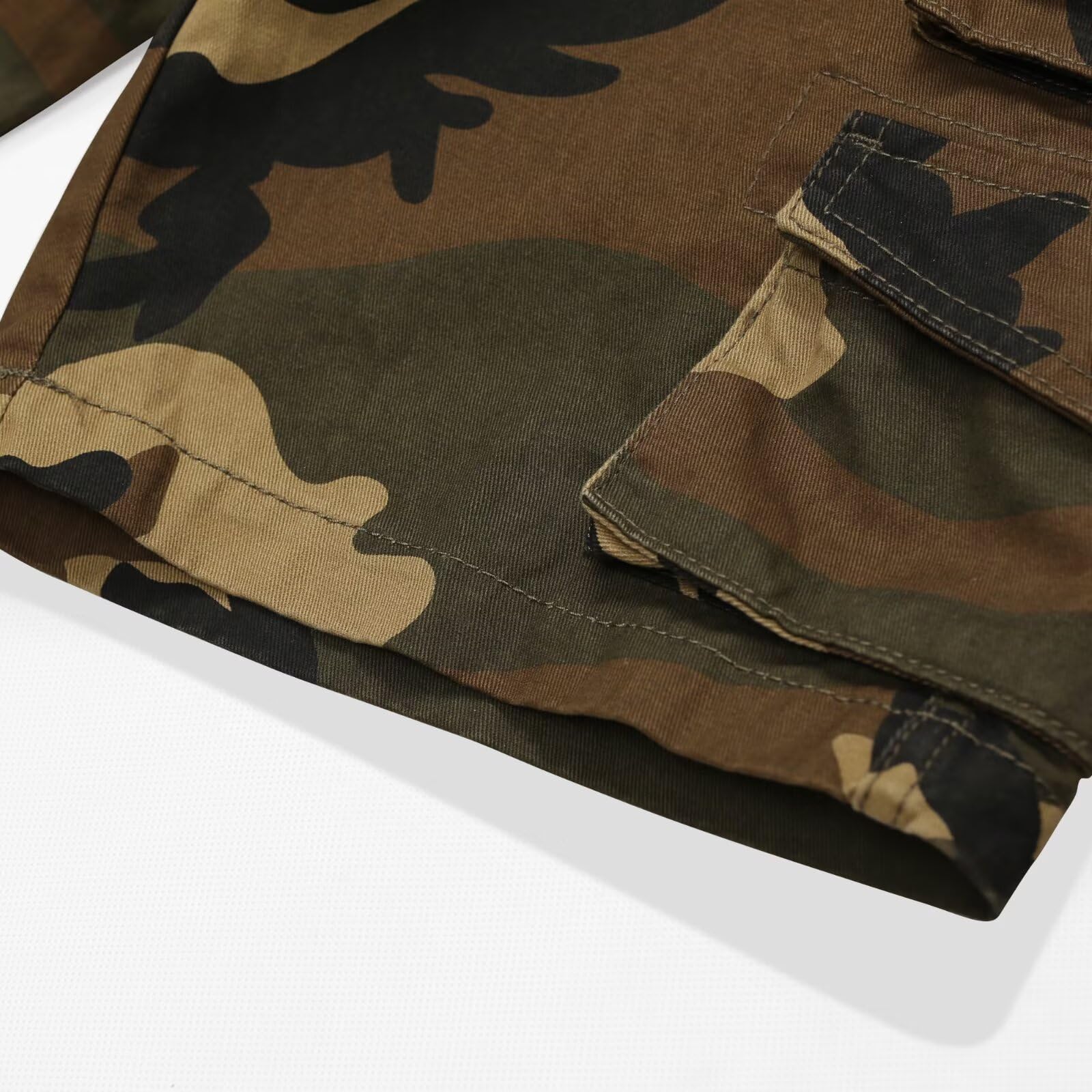 Cargo Short for Men Relaxed Fit Camo Outdoor Hiking Work Cotton Casual Shorts with 9 Pockets No Belt