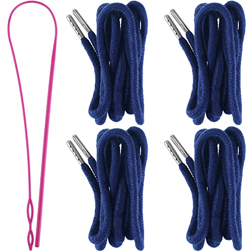 Drawstring Cords Replacement Drawstrings with Easy Threader for Sweatpants Shorts Pants Jackets Coats (Black, White)