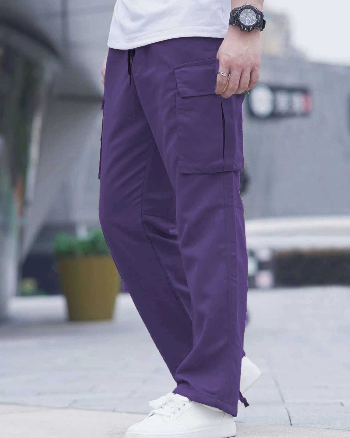 LYRXXX Men's Casual Cargo Pants Hiking Pants Workout Joggers Sweatpants for Men