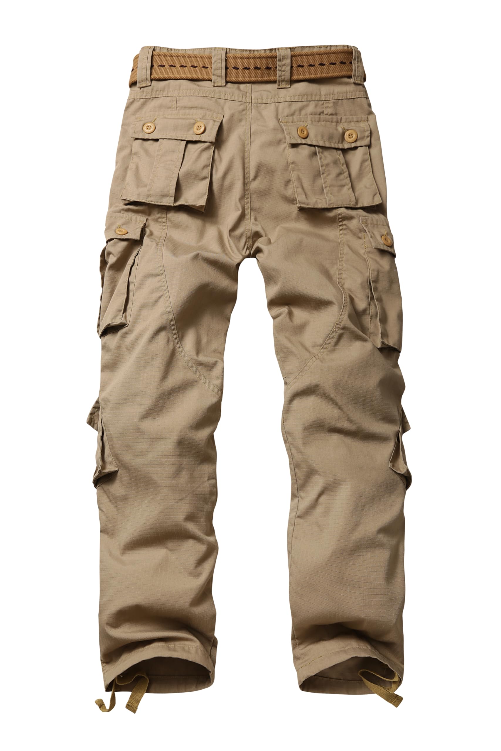 Men's Fleece Lined Camo Hiking Tactical Ripstop Pants Winter Outdoor Work Cargo Pants with 8Pockets No Belt