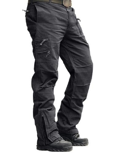 Cargo Pants for Men, Work Travel Casual Pants with Multi Zipper Pockets