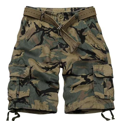 Mens Cargo Shorts Relaxed Fit Camo Casual Shorts Multi-Pocket Work Shorts with Pockets 11" Inseam