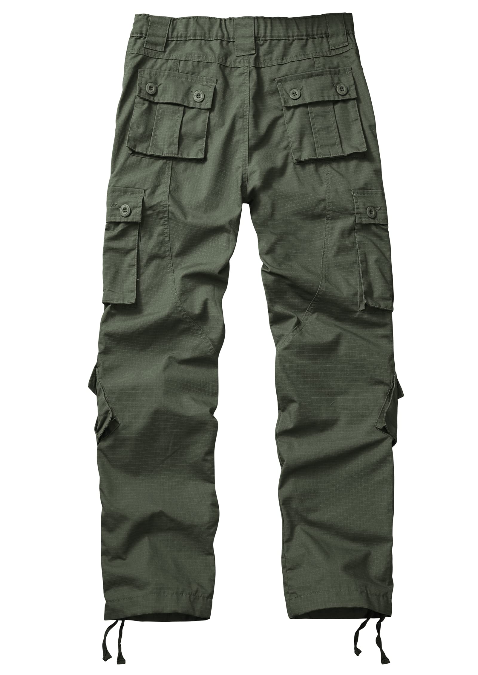 Men's Outdoor Hiking Pants, Elastic Waist Cargo Pants for Men Casual Work Ripstop Tactical Pants with 9 Pockets