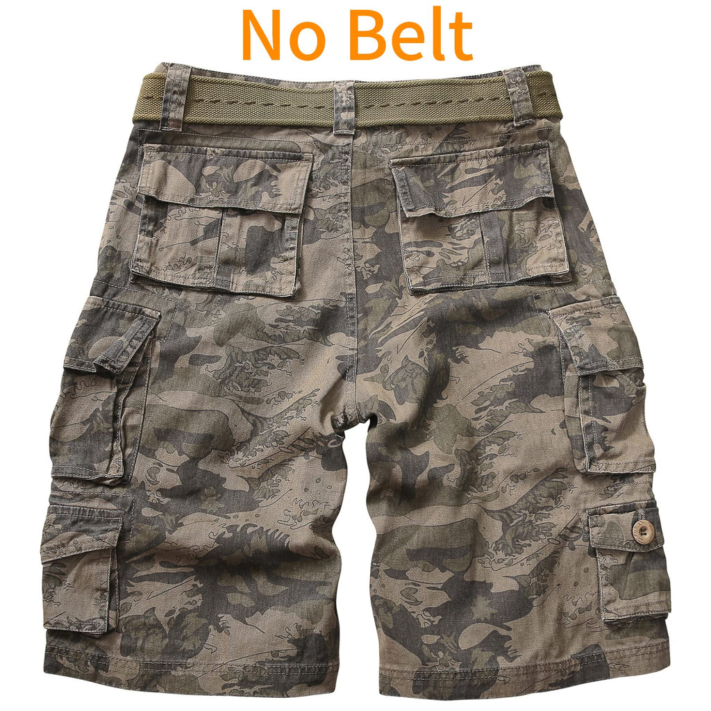 Cargo Short for Men Relaxed Fit Camo Outdoor Hiking Work Cotton Casual Shorts with 9 Pockets No Belt