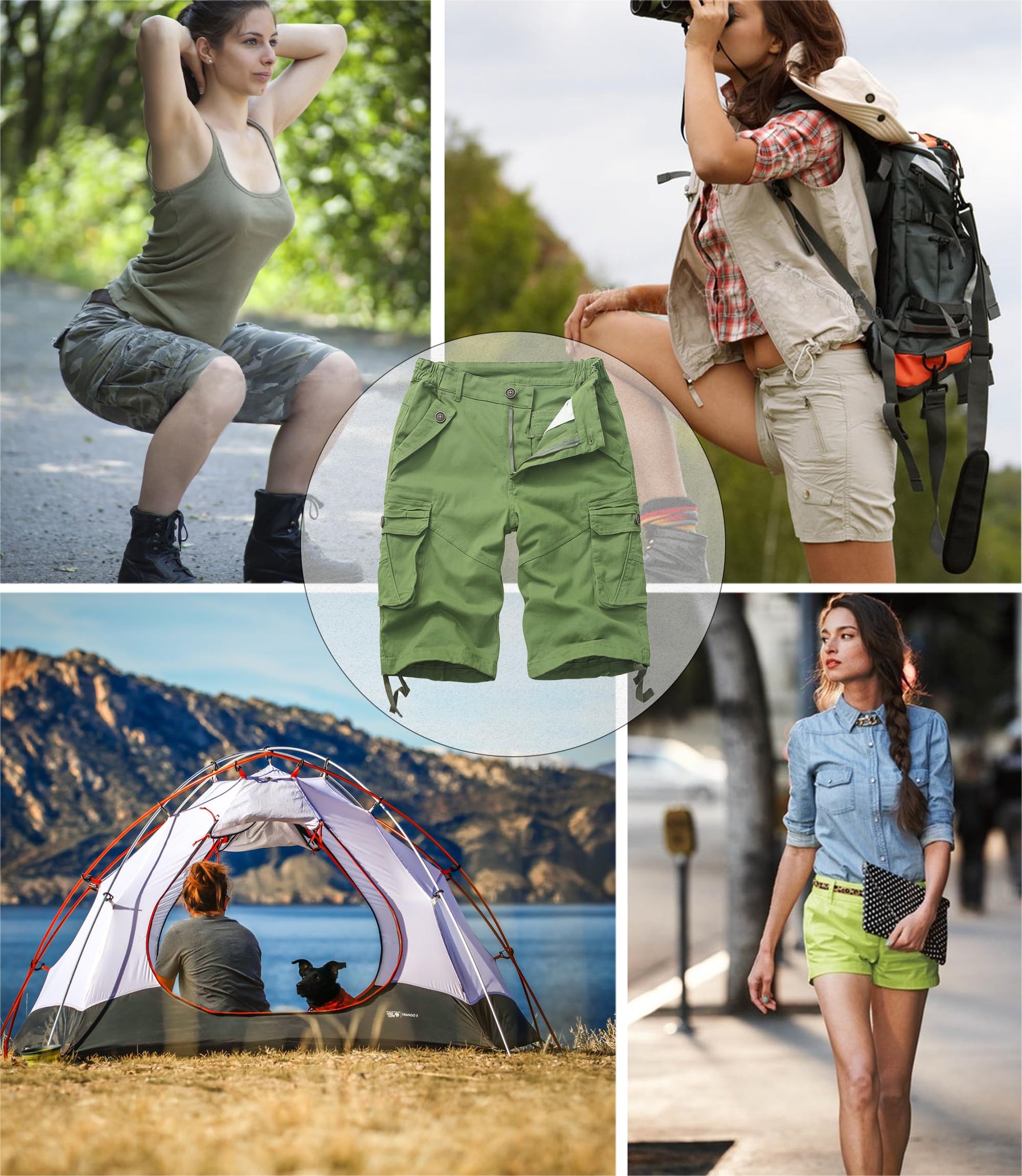 Womens Hiking Shorts, Bermuda Cargo Shorts, 10" Casual Summer Jorts Y2K Shorts with Multi Pockets