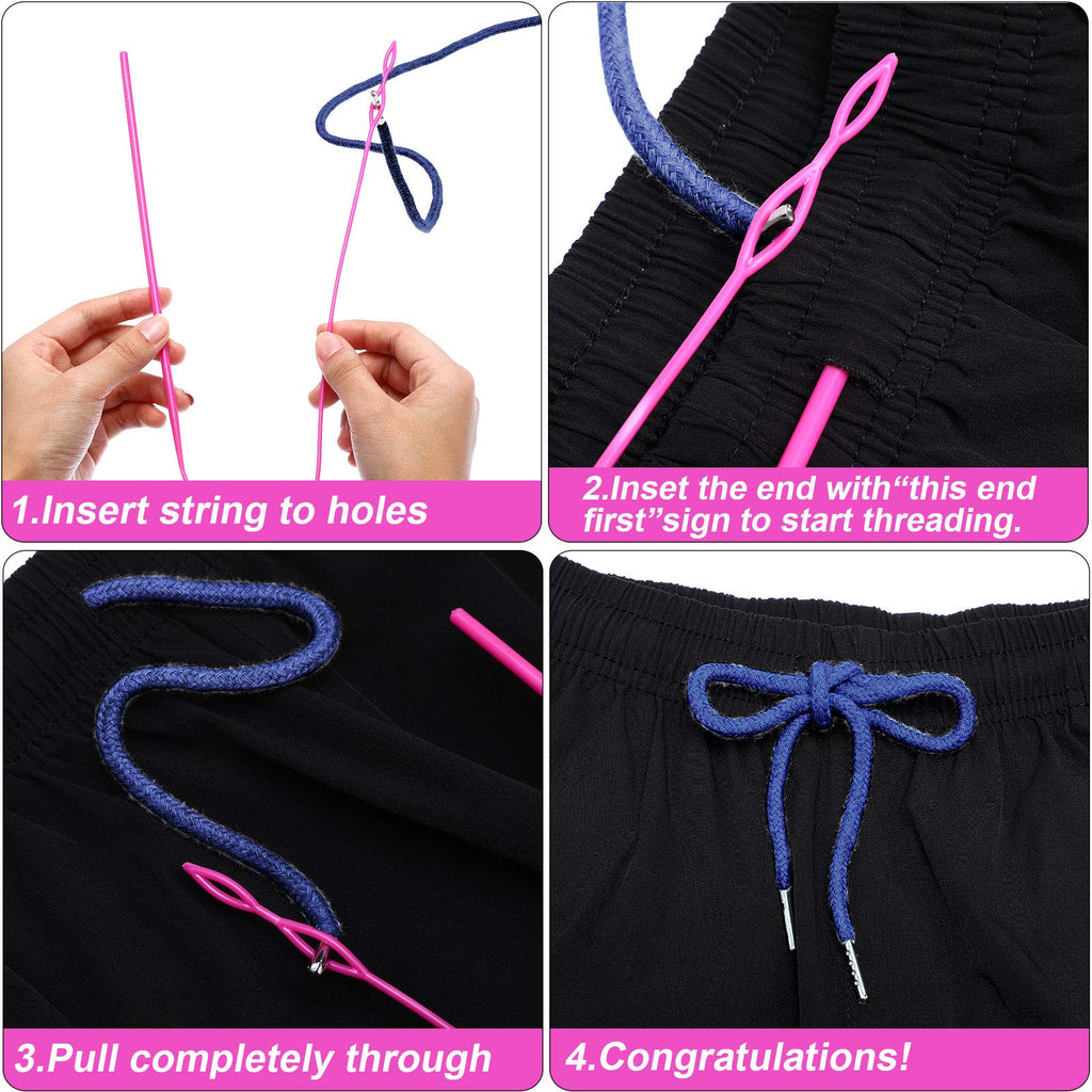 Drawstring Cords Replacement Drawstrings with Easy Threader for Sweatpants Shorts Pants Jackets Coats (Black, White)