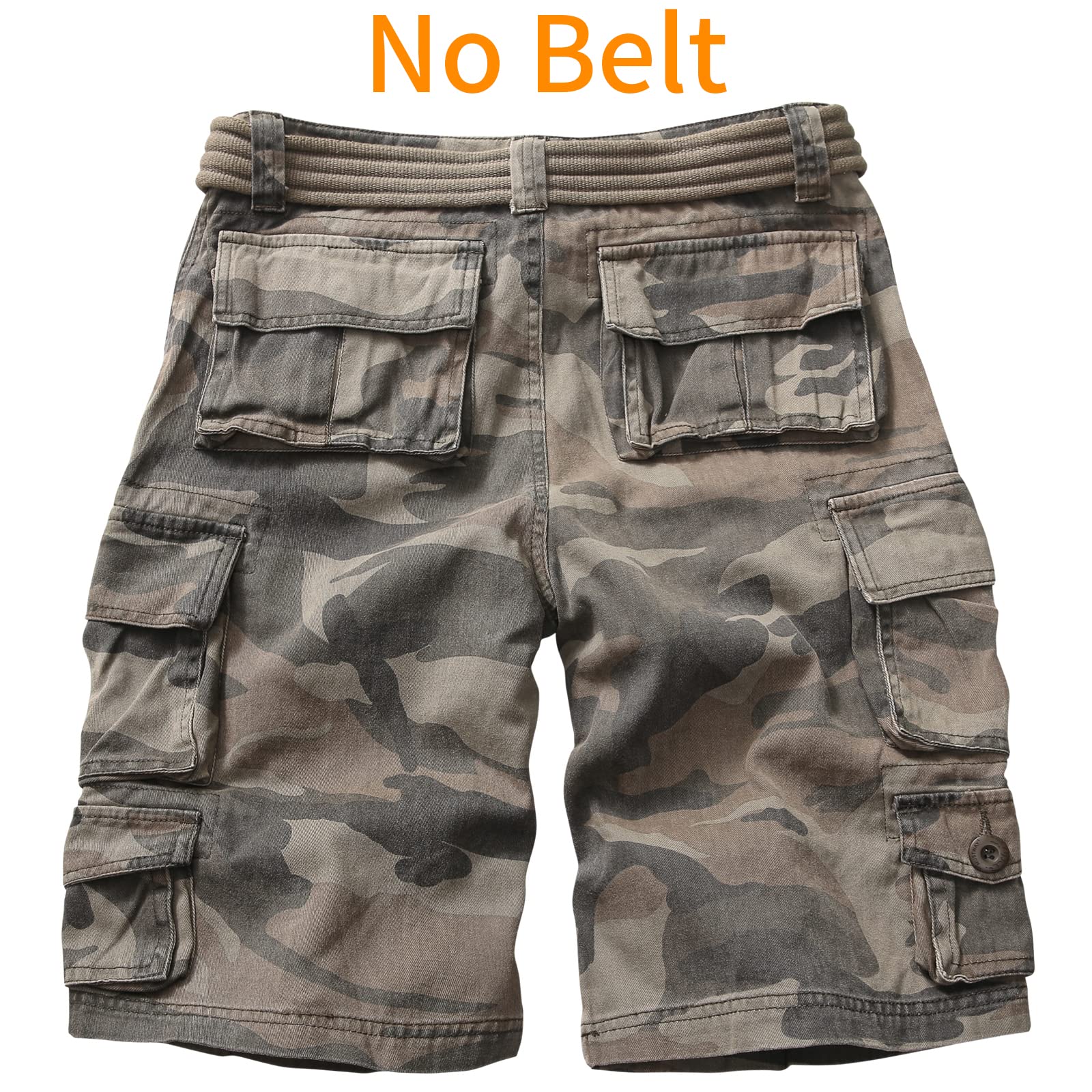 Cargo Short for Men Relaxed Fit Camo Outdoor Hiking Work Cotton Casual Shorts with 9 Pockets No Belt