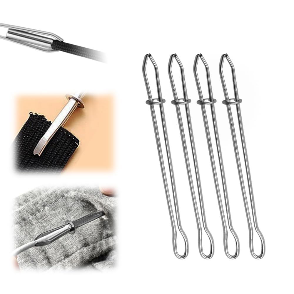 Runsgo DIY Rope Threader Clip,2024 New Sewing Clips Drawstring Threader Tool Set,for Drawstring Replacement for Hoodies, Shorts, Pants (A*2+B*2)