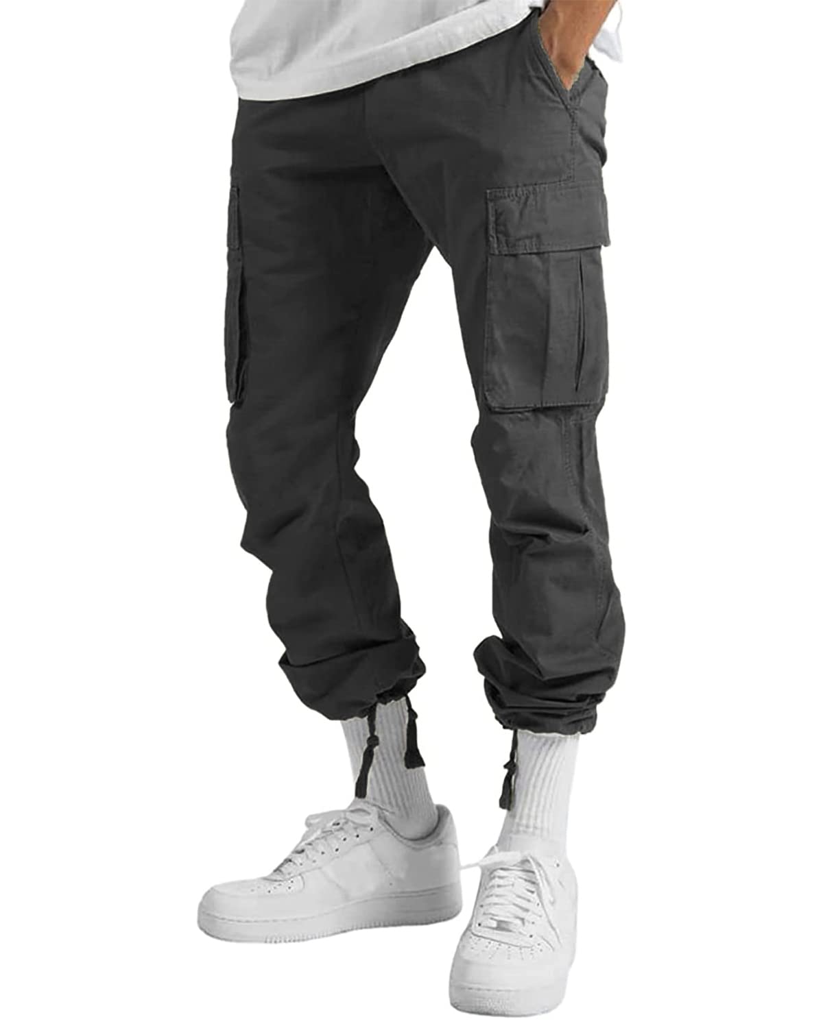 LYRXXX Men's Casual Cargo Pants Hiking Pants Workout Joggers Sweatpants for Men