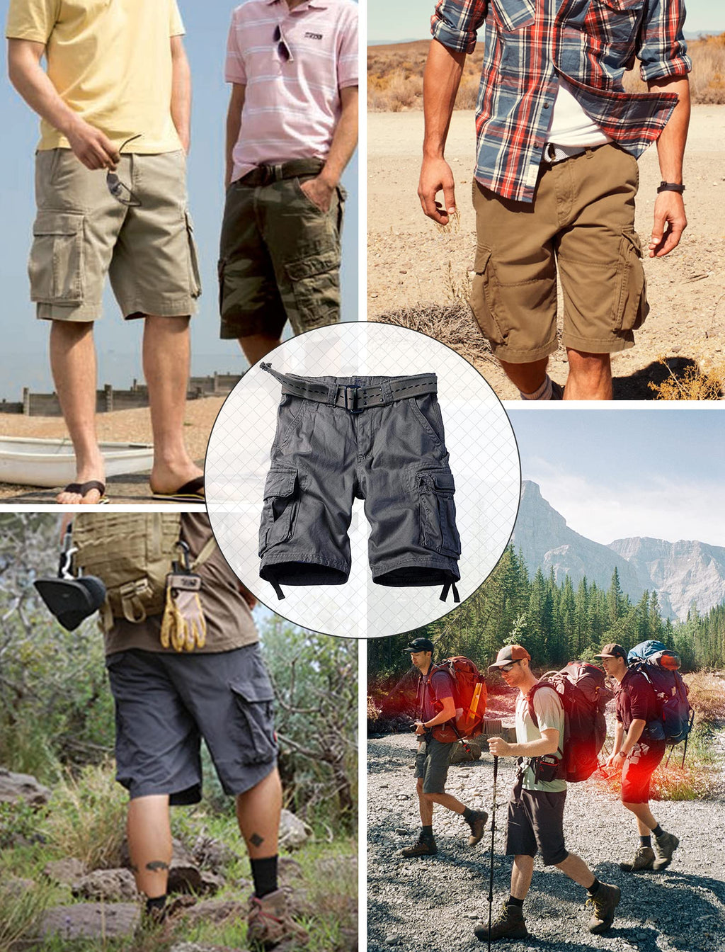 Mens Cargo Shorts Relaxed Fit Camo Casual Shorts Multi-Pocket Work Shorts with Pockets 11" Inseam