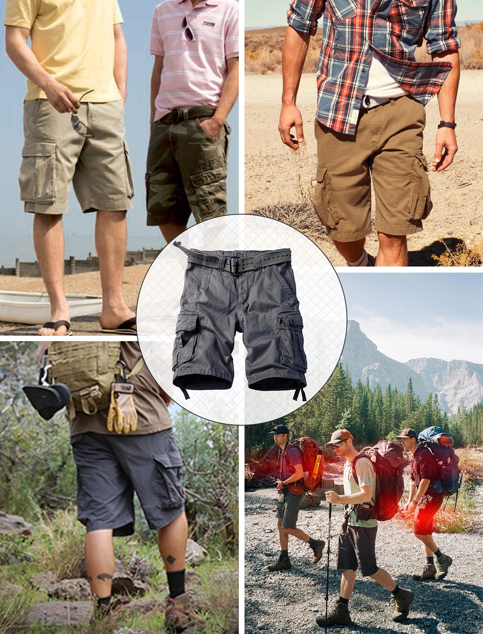 Mens Cargo Shorts Relaxed Fit Camo Casual Shorts Multi-Pocket Work Shorts with Pockets 11" Inseam