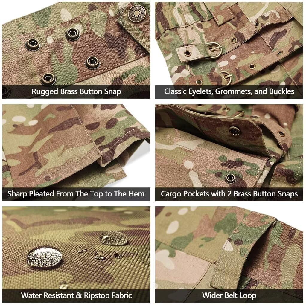 Men's Camo Scottish Outdoor Utility Kilt - 23" Length Pleated Tactical Irish Hybrid Kilt With Pockets