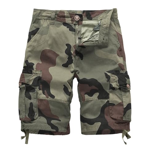 Cargo Short for Men, Relaxed Fit Camo Shorts, Outdoor Hiking Casual Work Shorts with Multi Pocket