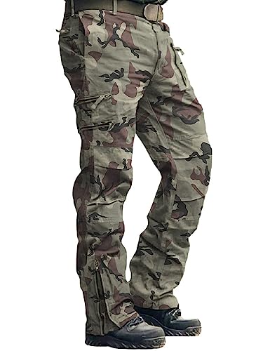 Cargo Pants for Men, Work Travel Casual Pants with Multi Zipper Pockets