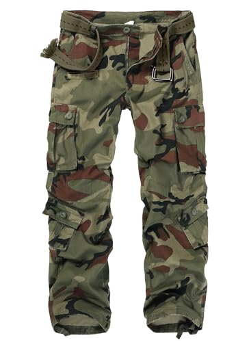 Men's Cargo Pants, Casual Outdoor Camo Pants, Relaxed Fit Work Pants with Multi Pockets