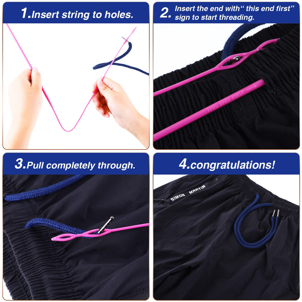 Drawstring Cords Replacement Drawstrings with Easy Threader for Sweatpants Shorts Pants Jackets Coats (Black, White)