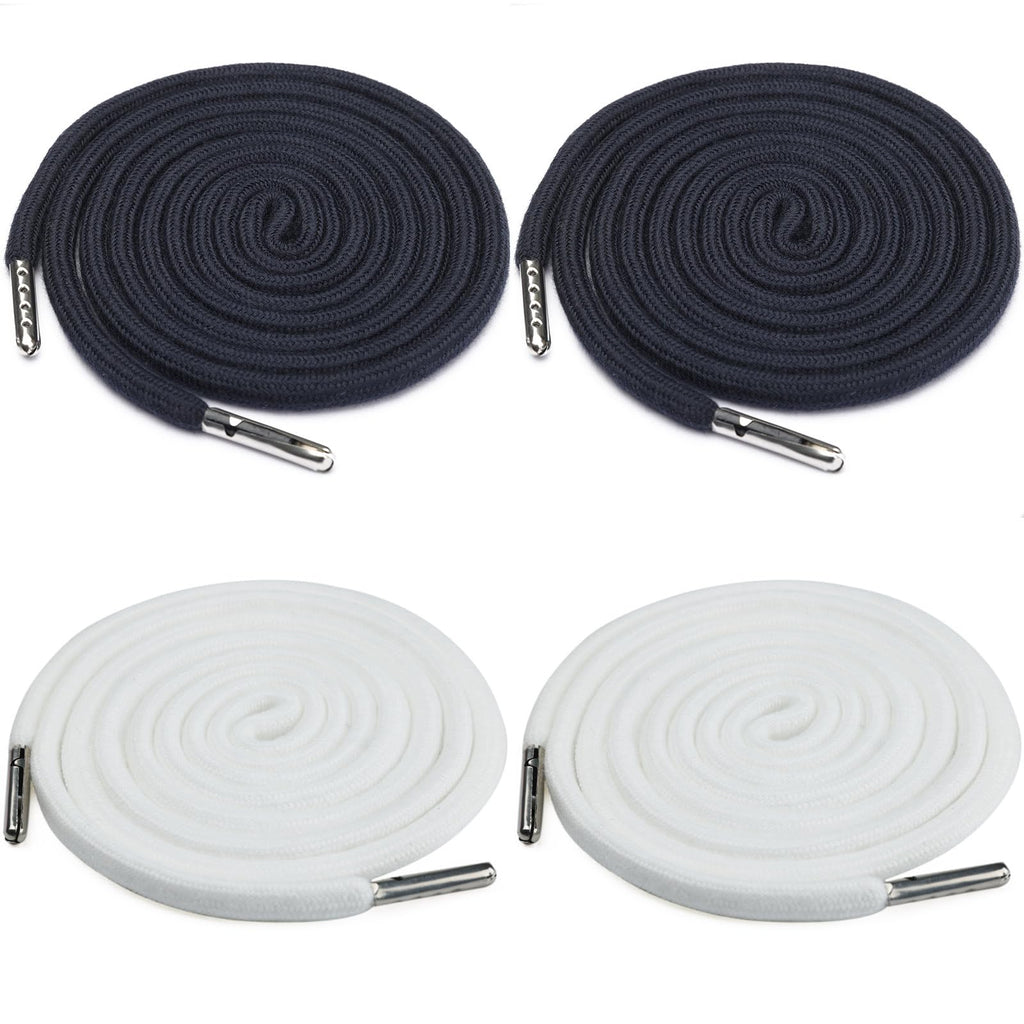 4 Pieces 53 Inches Drawstring Cords Replacement Drawstrings with Easy Threader for Sweatpants Shorts Pants Hoodies (Black, White)